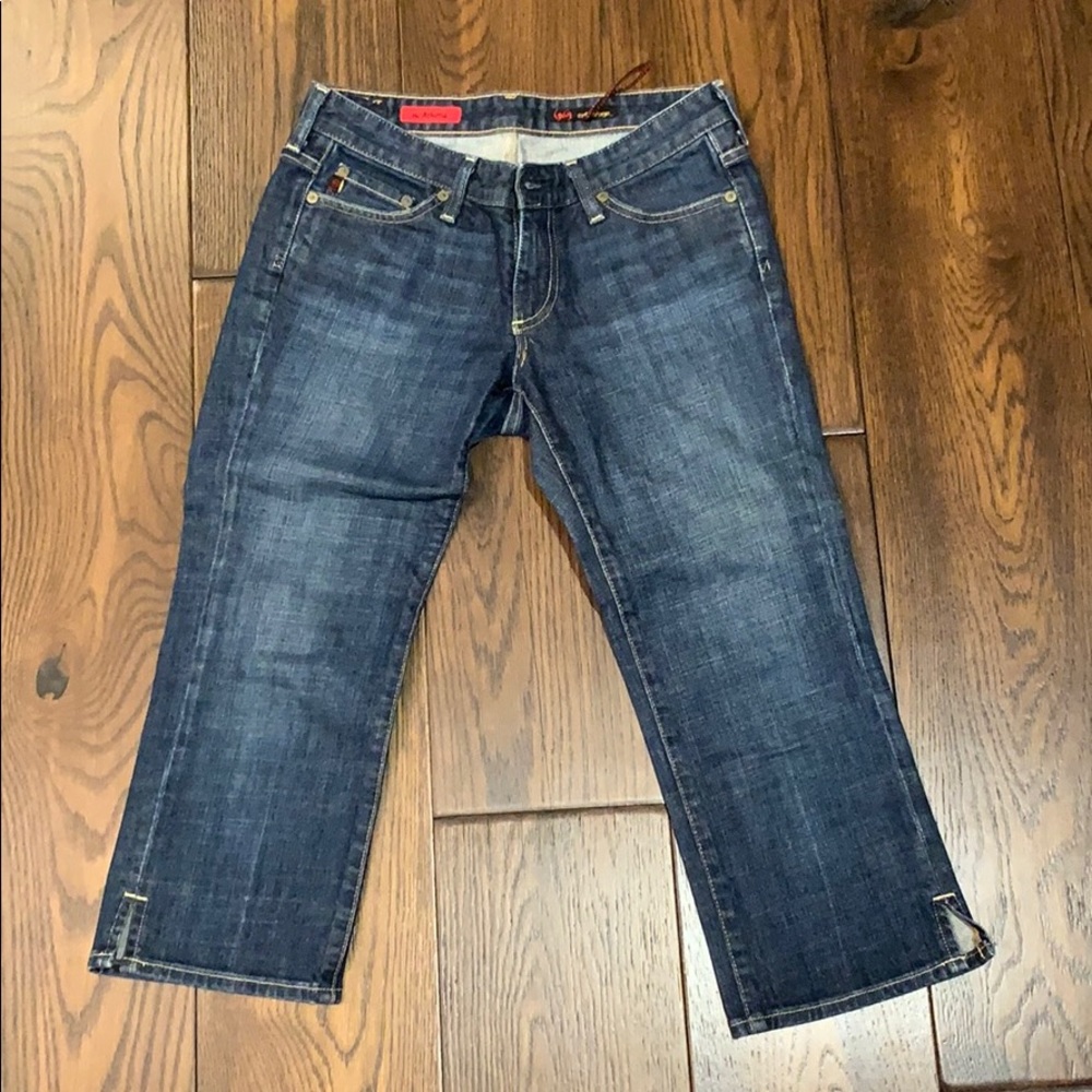 AG Cropped Jeans with Embroidered Pockets